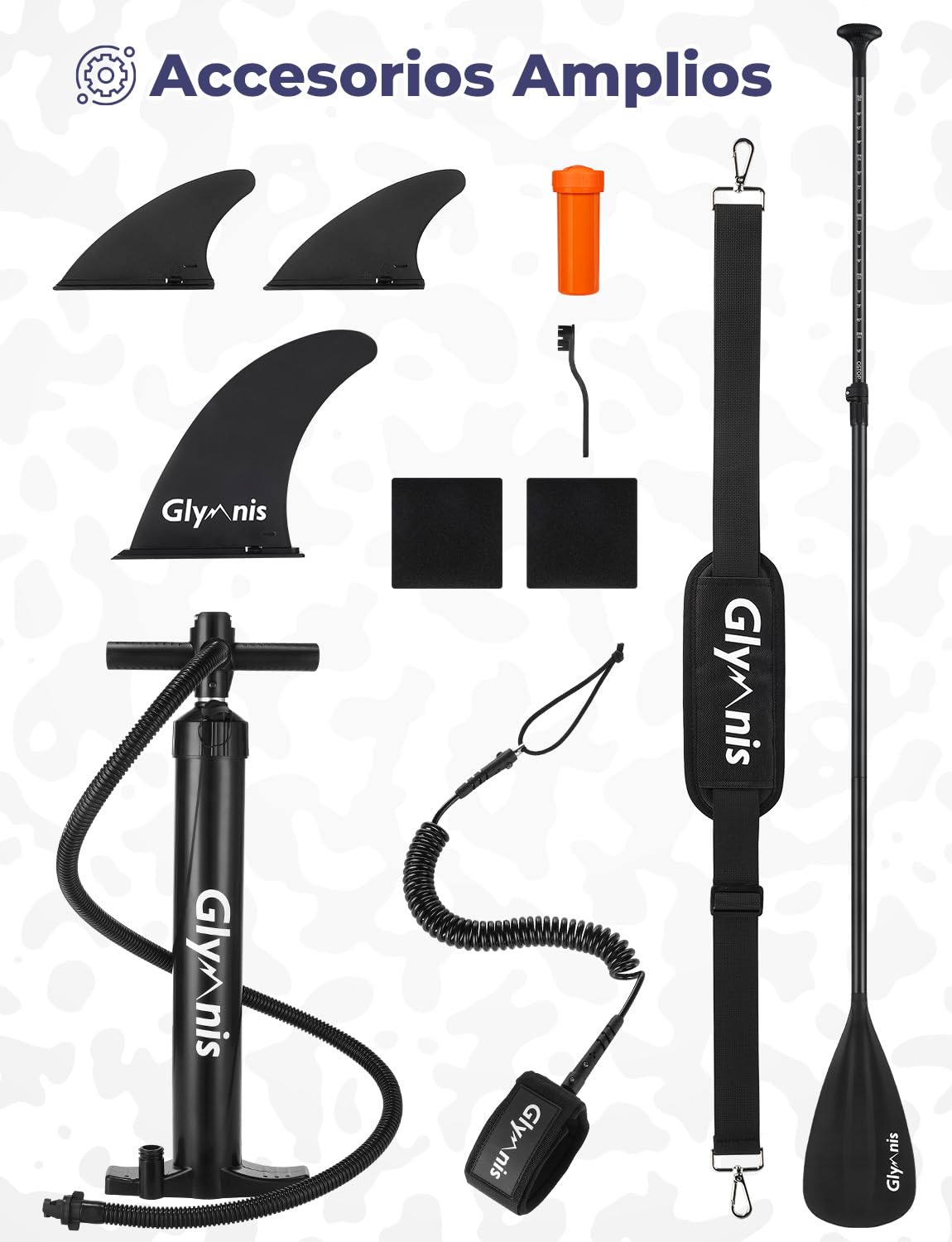 Glymnis Tabla Paddle Surf Hinchable, Tabla de Sup Stand Up Paddle Board de 320×81×15cm, Tabla de Surf de Remo con Bomba de Aire Ajustable y Accesorios Completos