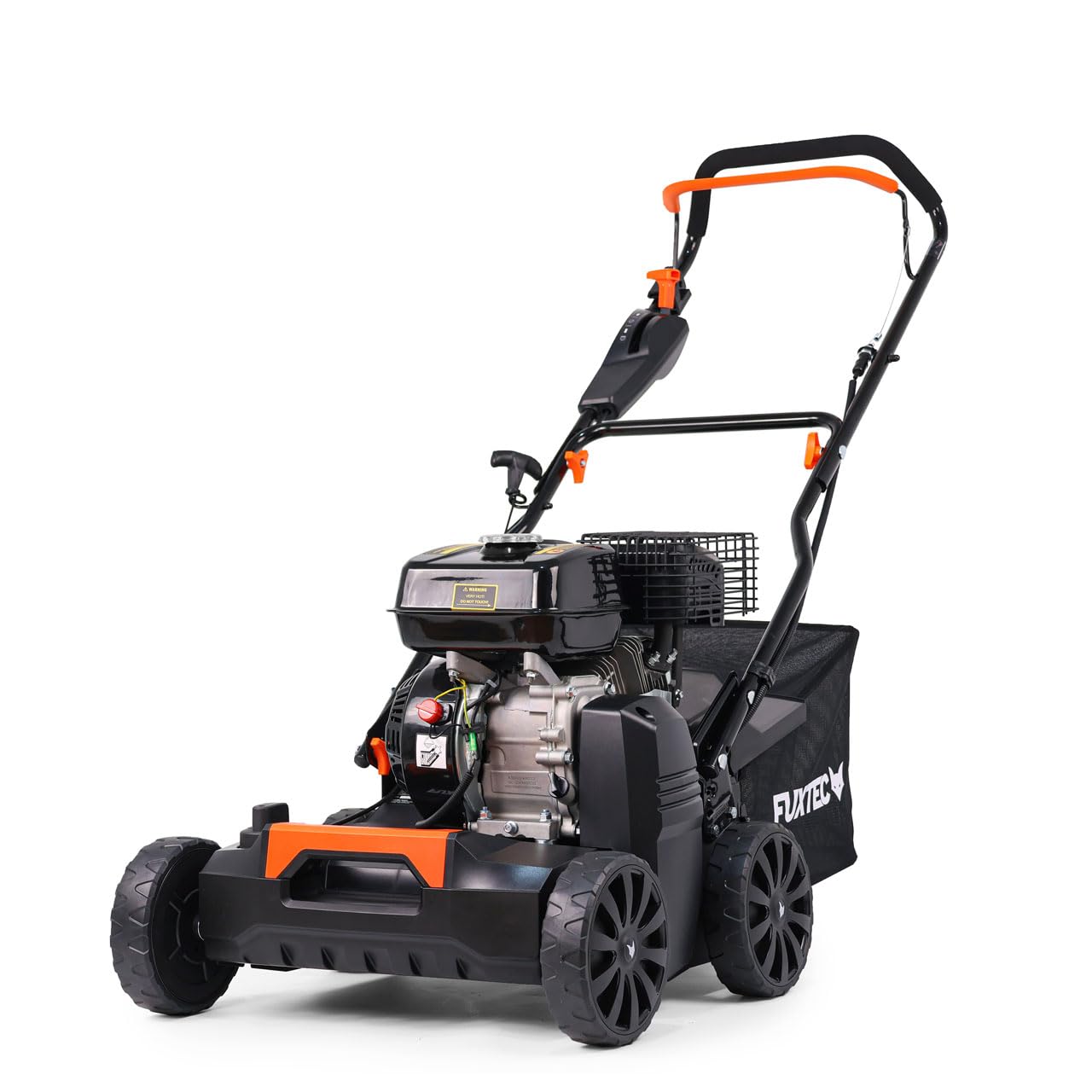 FUXTEC Escarificador Aireador de Gasolina 3 en 1 FX-BV240 Motor 4 tiempos 4,1 kW, rodillo con 18 cuchillas y 24 púas de resorte, asa de transporte y recolector de 45 L