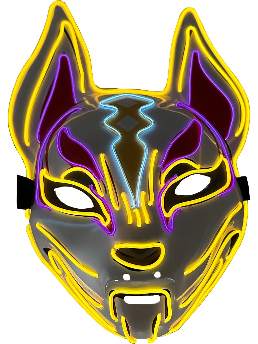 Psychic Cat Mask 3-Color Aqua Purple Yellow Party Wire EL Light Up Accessory