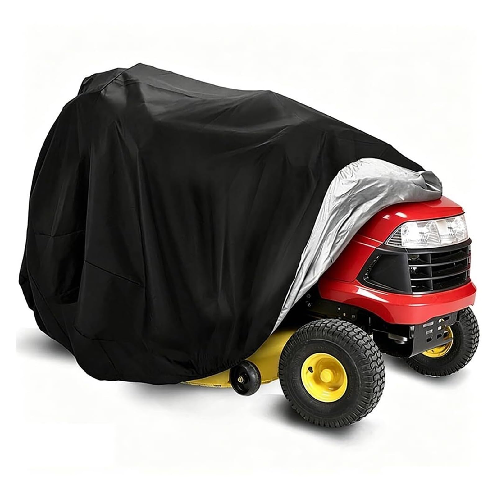 Ride-on lawn mower cover made of Oxford fabric, weatherproof and UV-resistant lawn tractor protective cover, robust storage tarpaulin for garden tools and accessories