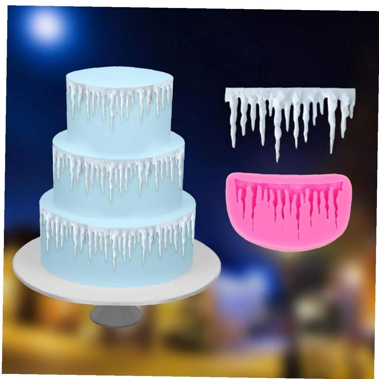 Pinicecore Style 1 Silicone Mold Icicle Border Fondant Mold Cake Mould Christmas Fondant Cake Decorating Tools Sugarcraft Baking Tool