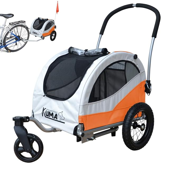 Kuma Remolque para Bicicleta Y Cochecito para Perros Naranja