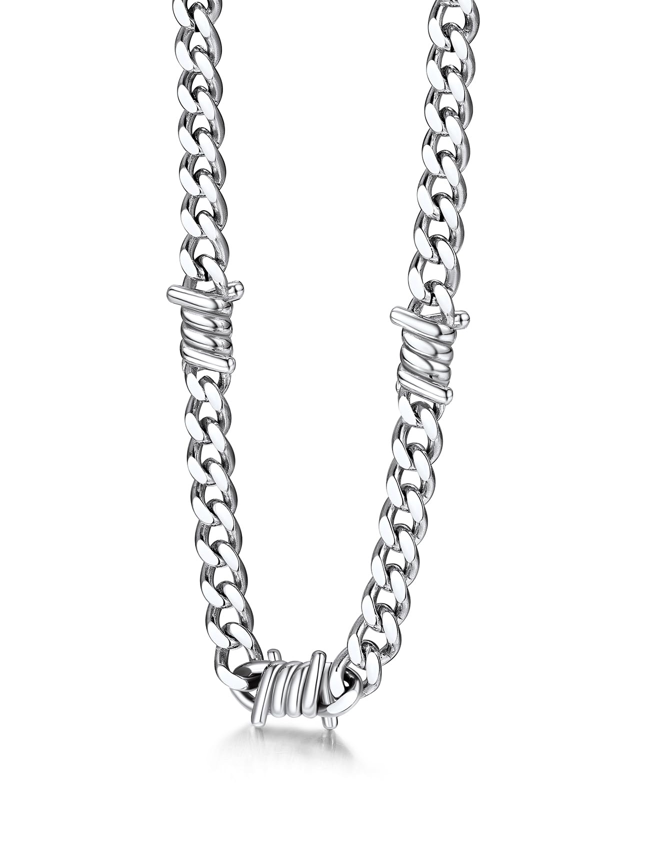 Bestyle Cadena Cubana Hombre Collar Espina Púas Acero Inoxidable | 5/7/9/12mm Cadenas Cubanas Plata/Dorado/Negro Joyas Hip Hop Punk Rock Gotico 41/46/51/56cm