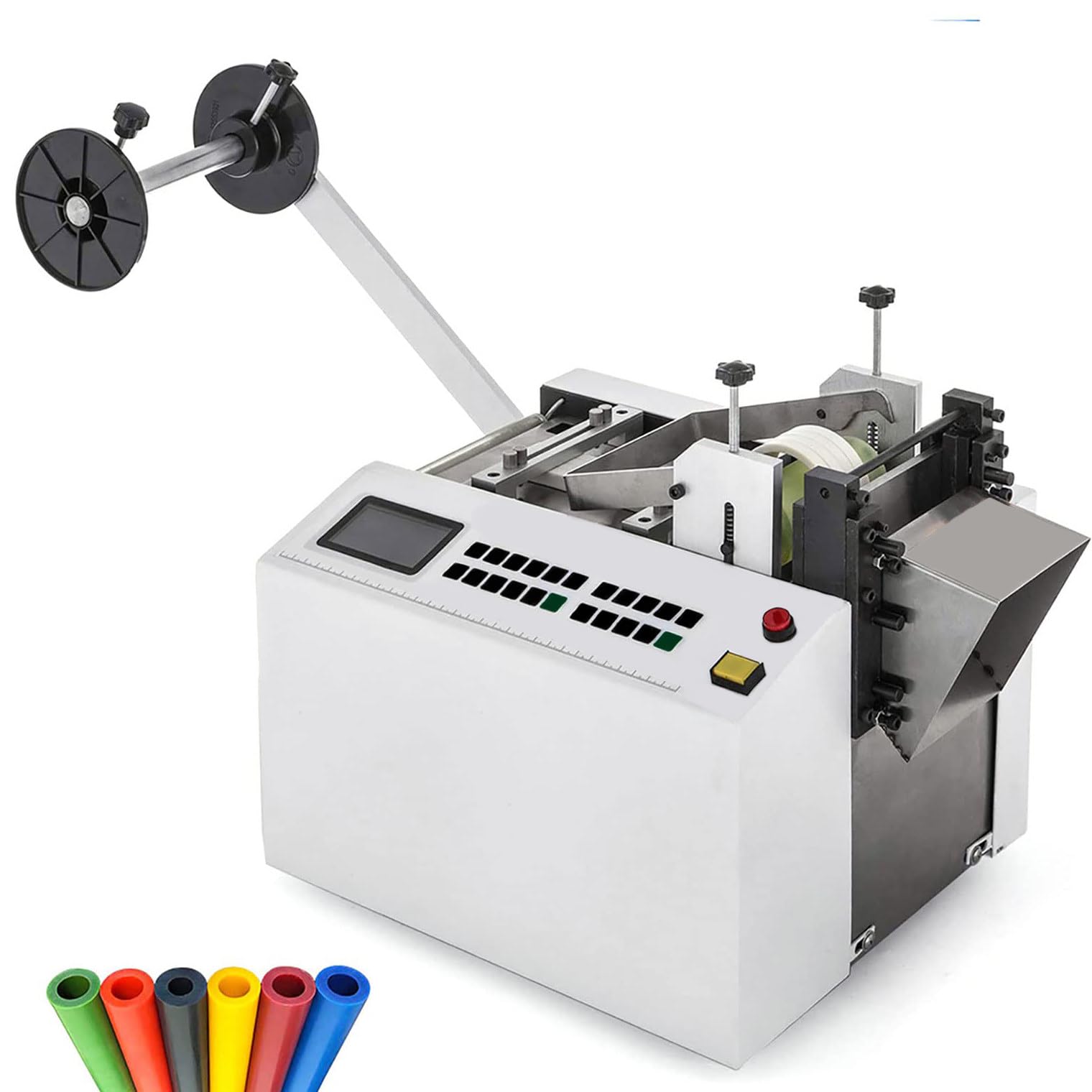 YXYLJOZ Automatic Heat Shrink Tubing Cutters, 250W Microcomputer Cutting Machine, 100mm Width, 0.1mm Precision for Rubber, Plastic, PVC Tubes