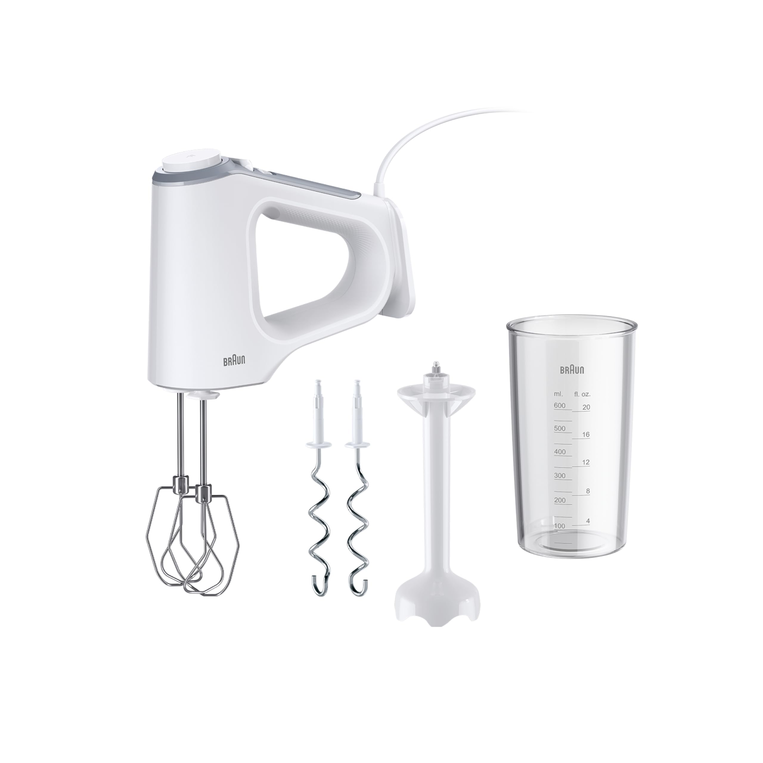 Braun MultiMix 3 - Batteur Electrique avec 3 Accessoires, 550W, Blanc