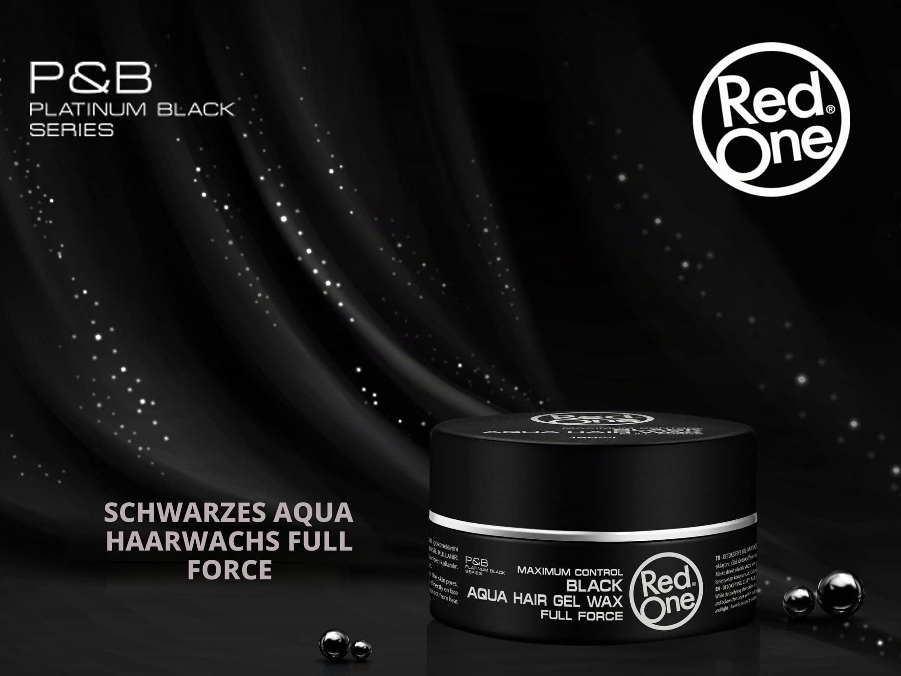 Redone Aqua Styling Wax Schwarz 150 ml | Extra Halt | Für Männer und Frauen | Langanhaltender Glanz Look | Kirschduft | Maximale Kontrolle | 12 Stück