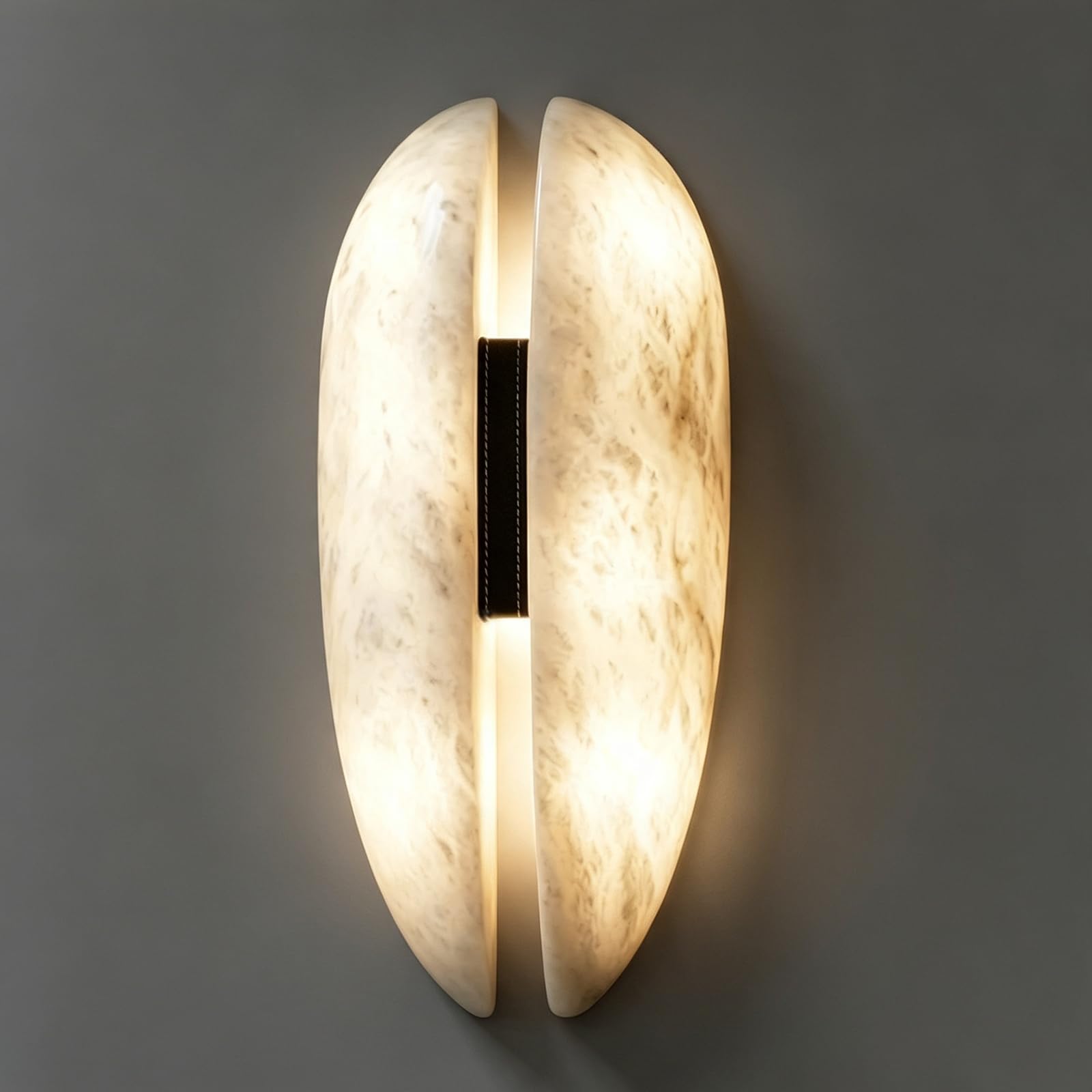 Kikioo Italian Natural Alabaster Wall Sconce, Marble Wall Sconce