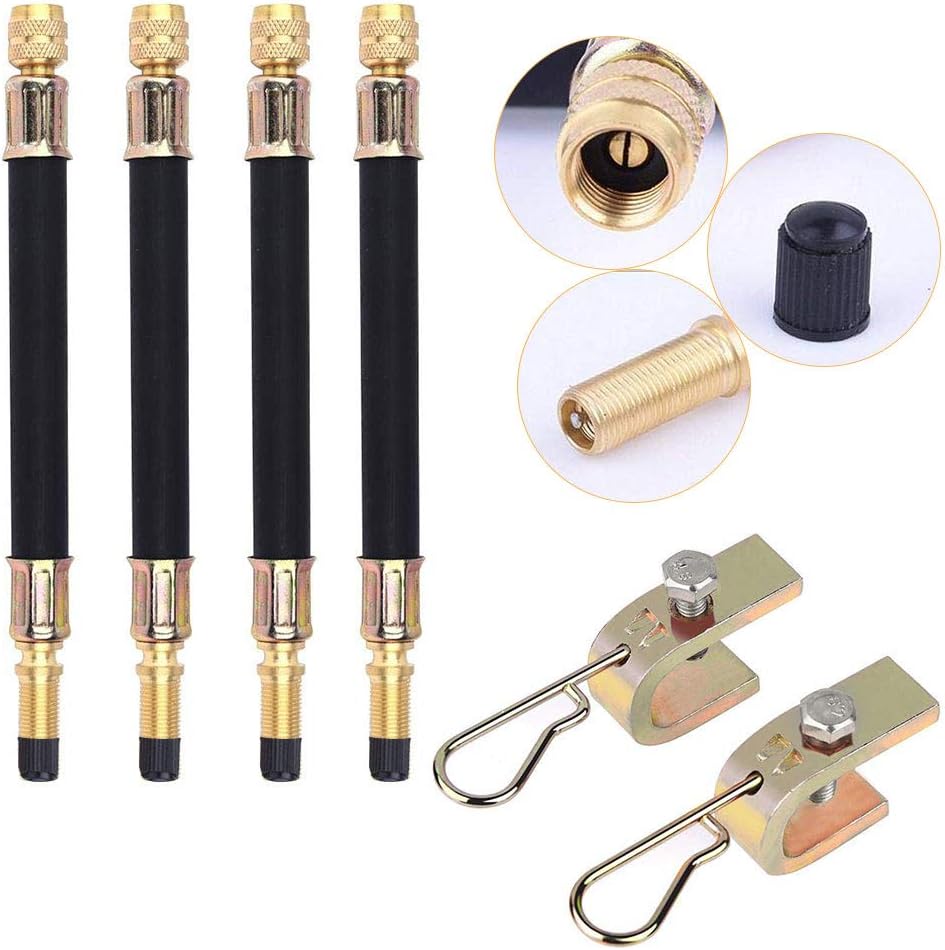 4 Pack Valve Extension 19cm/7.5inch Length with 2 Clamps Tire/Tyre Valve Extenders Adapter for Heavy Vehicle Tire Wheel like Camper,Truck,Bus,Rv Car,Trailer