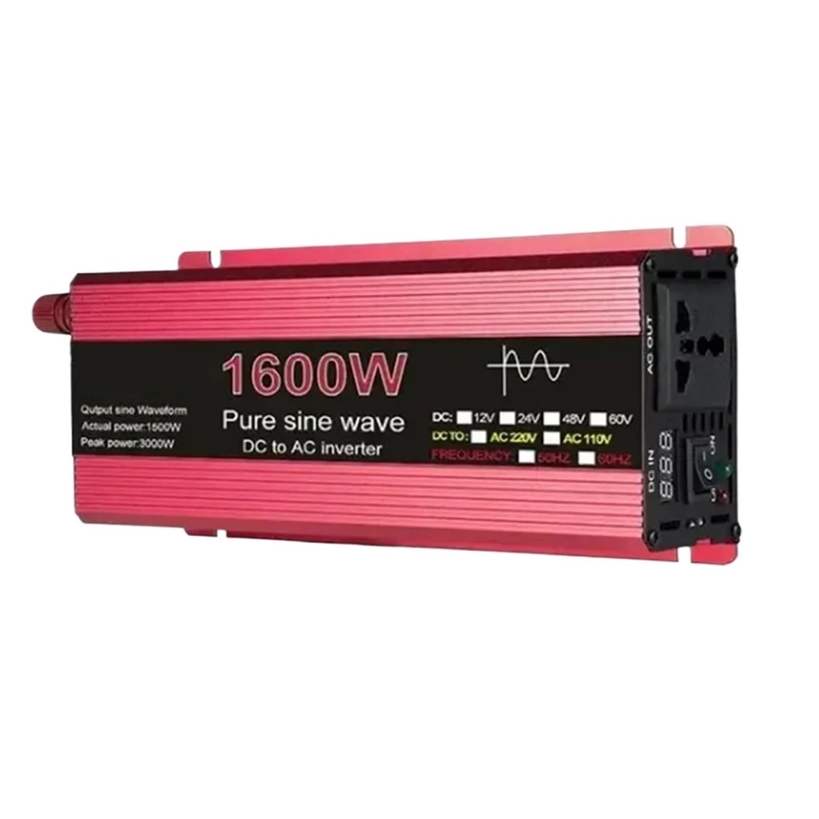 Falownik sinusoidalny DC 12V/24V na AC 110/220 1000W 1600W 2200W, konwerter mocy, falownik solarny, Wydajny, gotowy na energię słoneczną(1600w,24V)