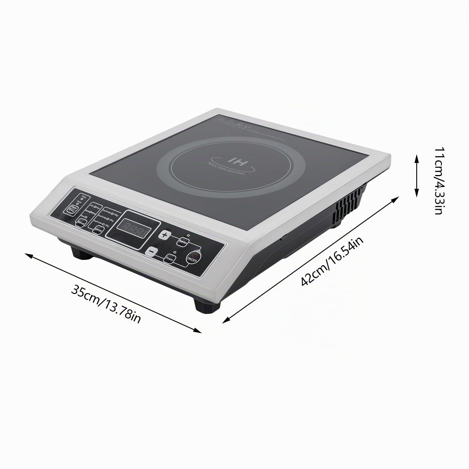 Plaque à induction pour camping, avec minuterie, 3500 W, réglage de la température à 10 niveaux (176-572 °F), 50 kg, grande capacité de charge, boîtier en acier inoxydable
