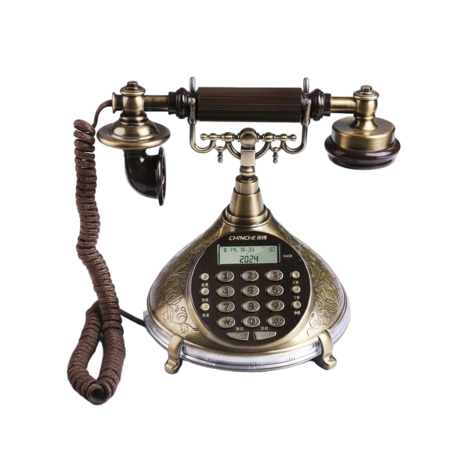 Bronze Finish Decorative Landline Telephone Floral Detailing Antique Landline Phone Corded Vintage Telephone Coiled Cord, Bronze|Consumer Electronics | Home Telephones & Accessories | Cor-image-21
