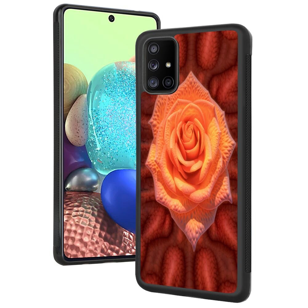 SANTUO Phone Case for Samsung Galaxy A91 with Rose Flower-aa118 Style Black Textured Frame Shockproof TPU Anti-Slip Smartphone Protective Case