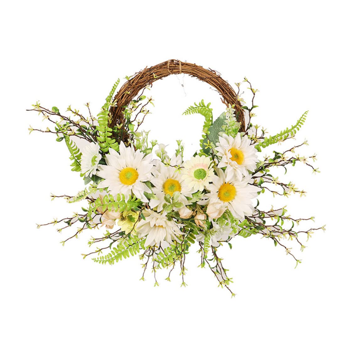 Monetais As Shown Artificial Sunflower Wreath 17.7Inch Front Door Hanging Spring Summer Wreath Garland For Party