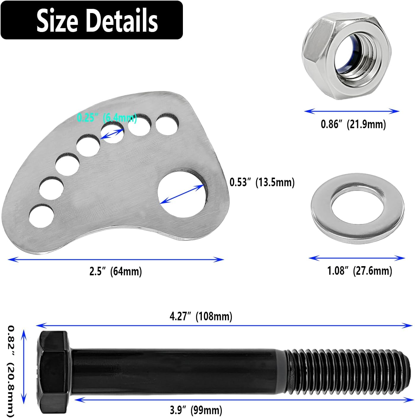 Stainless Steel Alignment Caster Camber & 12.9 Grade bolt Kit Fit for GMC Sierra 1500 2WD / 4WD GMC Sierra 2500 3500 Silverado 1500 2500 3500 1999-2019, Silver Upper Control Arm Cam Bolts