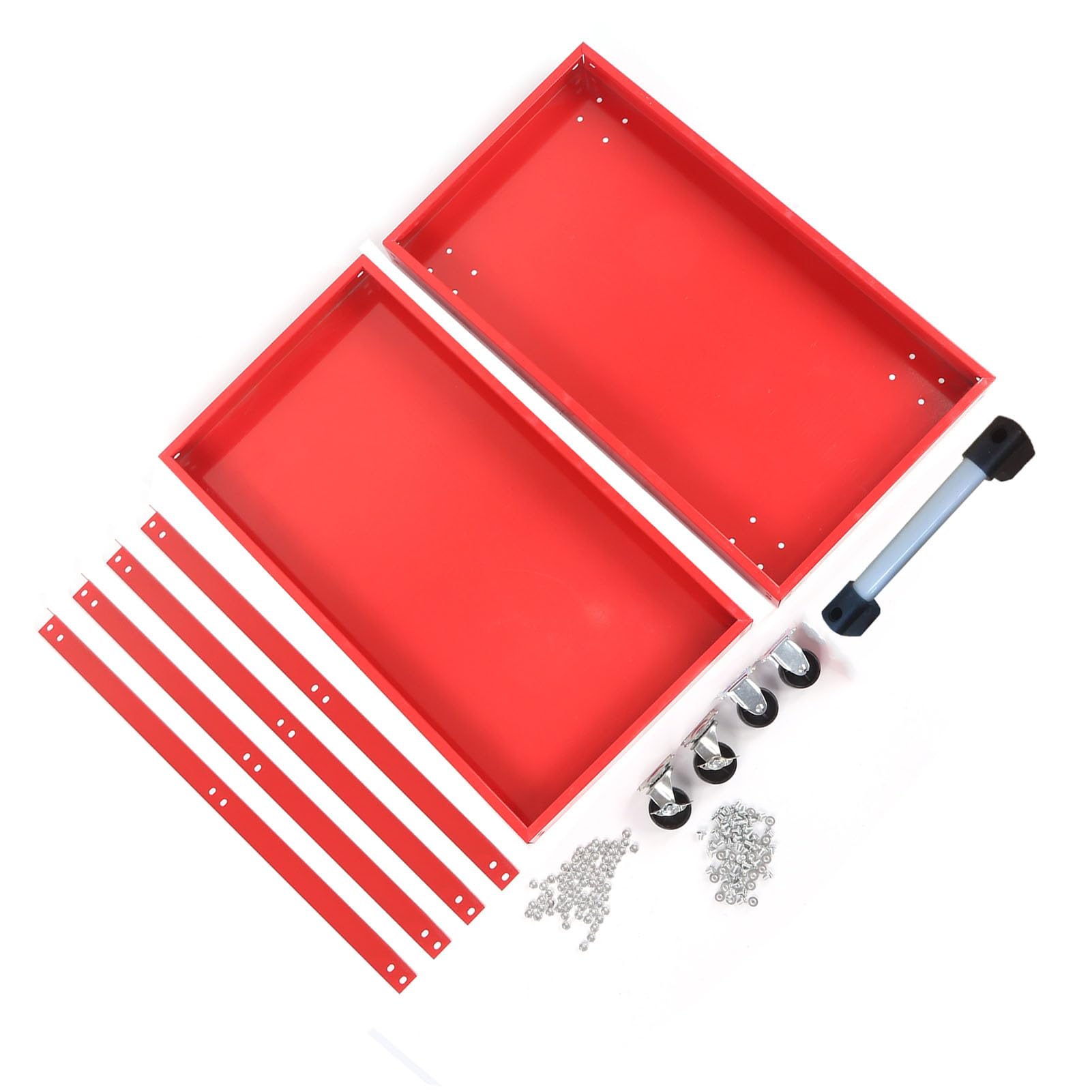 Carrello Portautensili di Servizio con 2 Vassoi, Carrello Multiuso con Rotelle Durevole per Officina di Riparazione Auto, Organizer Mobile per Attrezzi, Acciaio Laminato a Freddo, 1 unità
