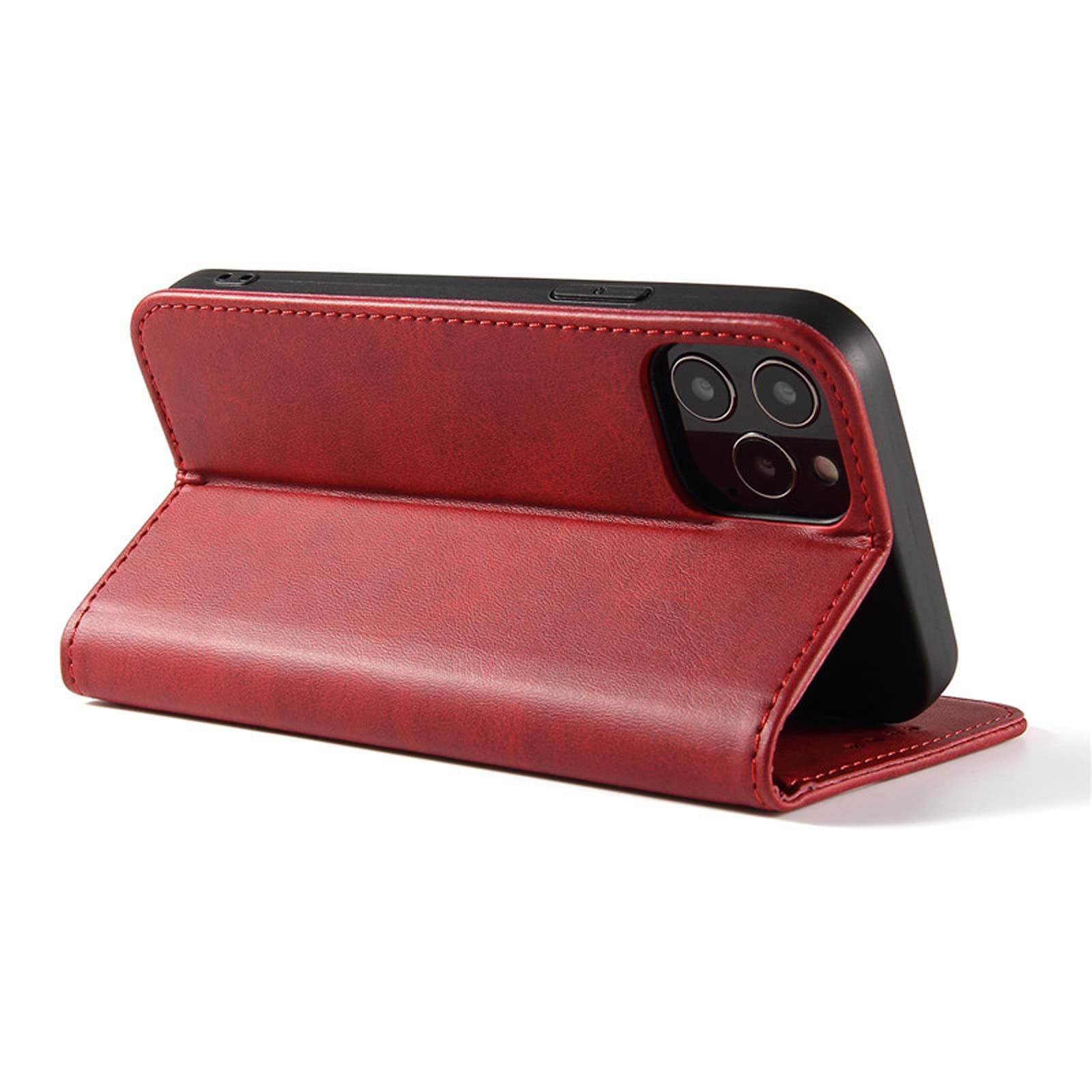 LTL Etui na telefon do iPhone 13 Mini/13/13 Pro/13 Pro Max, ręcznie robione skórzane etui z klapką z przegródkami na karty, etui na telefon, magnetyczne zamknięcie, czerwone, 13 mini 5,4 cala