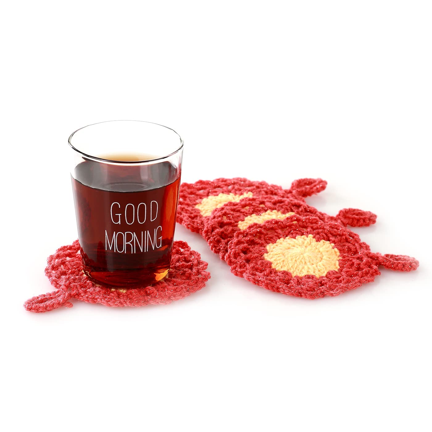 Coasters for Drinks, 4 Pack Absorbent Drink Coasters Vivid Color Woolen Thread Handmade Coasters for Tabletop Protection, Heat Resistant Drink Coasters for Home Bar Use - 4.72" (Pattern 5)