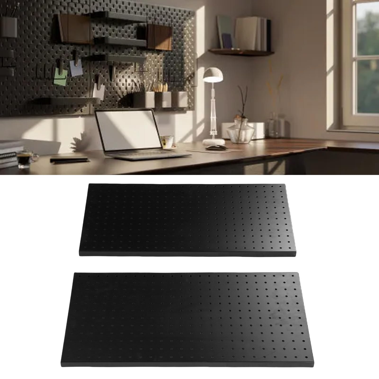 Pongnas Wytrzymały Organizer ścienny z Pegboardu 4 szt. Metalowych Paneli z Pegboardów 24x12 Cali z 288 Otworami do Przechowywania Narzędzi w Garażu Ścienny Organizer na Narzędzia