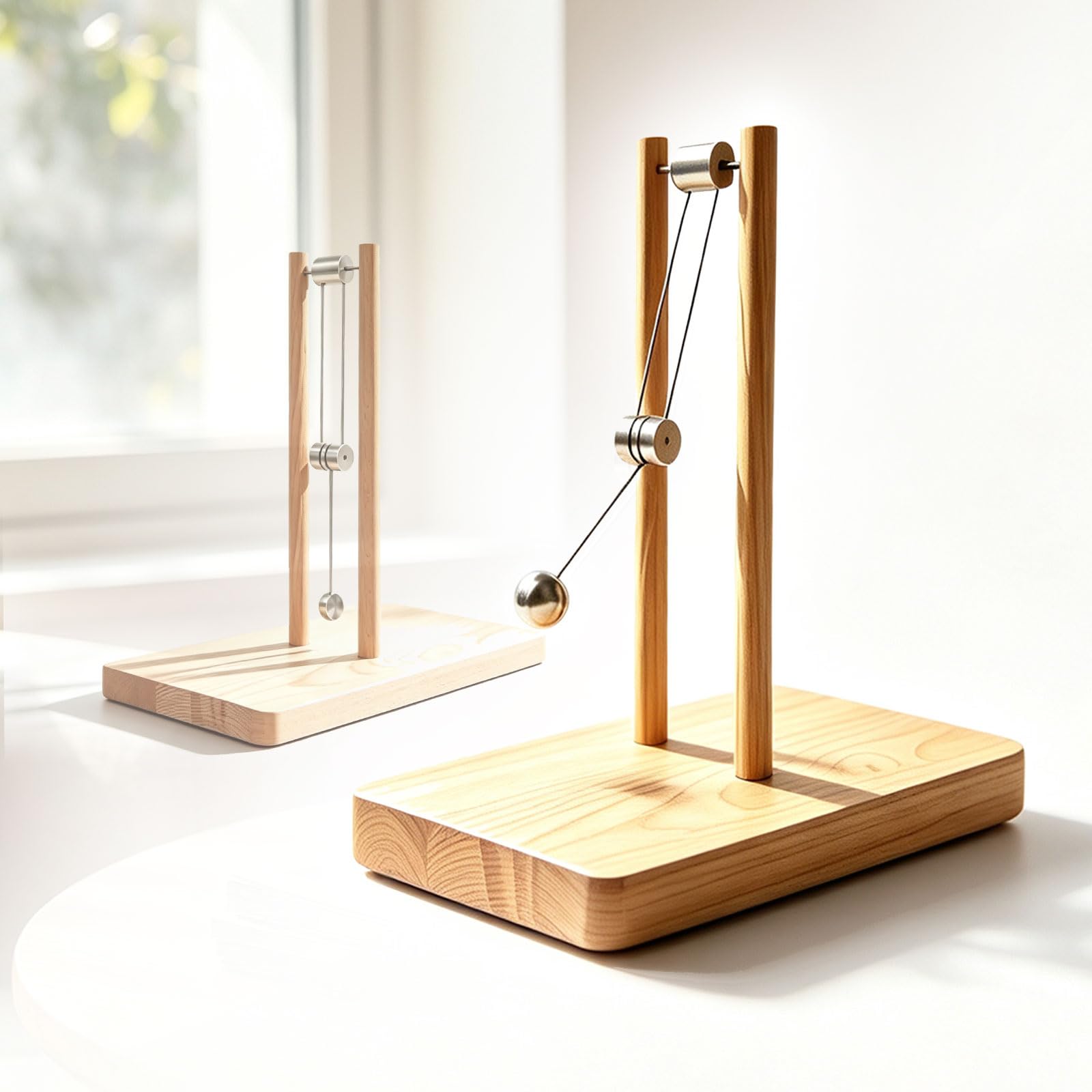 Adorno De Escritorio De Doble Péndulo del Caos, Modelo De Energía Cinética De Madera, para Armar Tú Mismo, Juguete De Escritorio con Forma De Péndulo, Modelo De Demostración Física, para Oficina