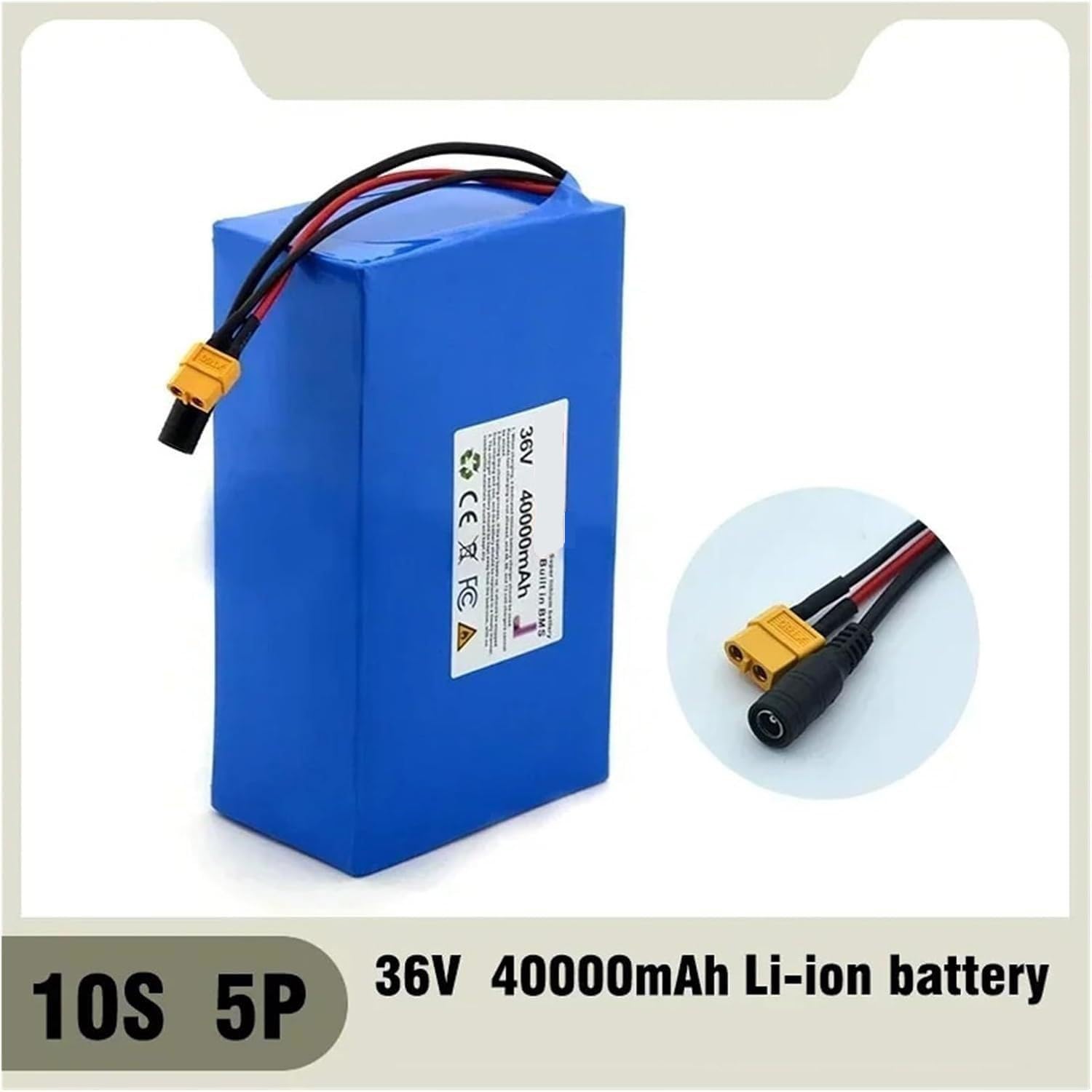 36V 40AH Batteria Impermeabile Agli Ioni Di Litio Per Bicicletta Elettrica 10S5P Batteria A Lunga Durata Per Monopattino Elettrico Batteria Per Monopattino A Due Ruote