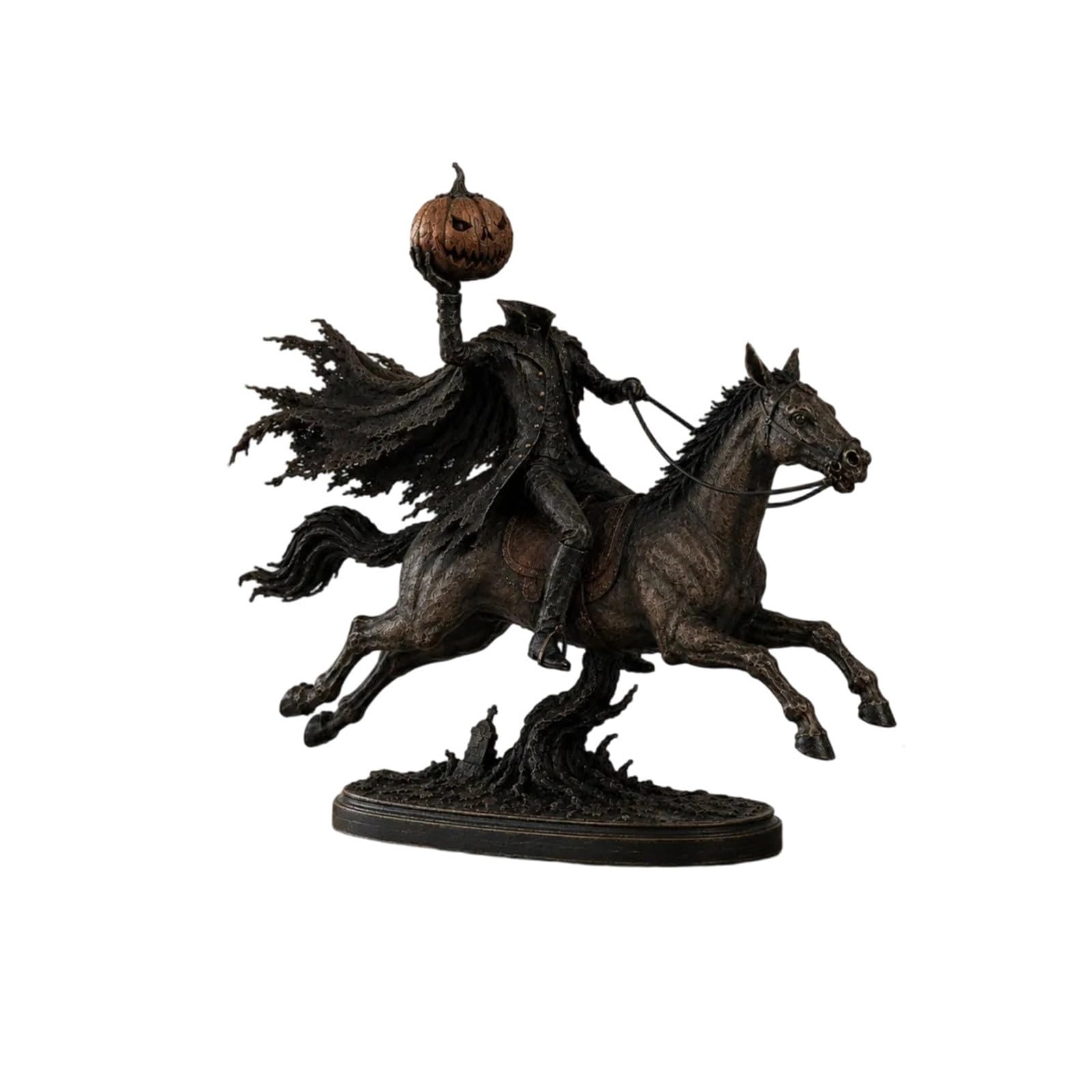 Lighted Headless Horseman Statue, Light Up Headless Horseman Sculpture, Soft Warm LED Halloween Figurine for Table Shelf Mantel Home Decor, Spooky Creepy Indoor Halloween Ornament