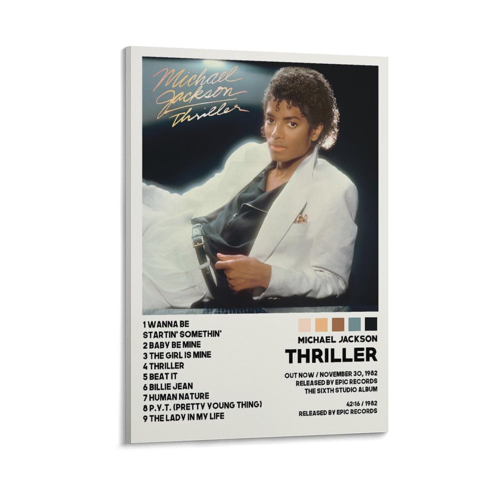 Thriller Album Poster Michael Jackson Musical Gift Canvas Wall Art