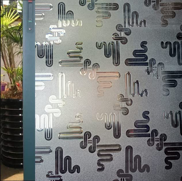 Image of SUNBIRD Window Privacy Film, Decorative Stained Glass Window Film, Frosted Window Tinting Film for Home, House Door Glass ('12 X 48' INCHES, Snail CUTS)