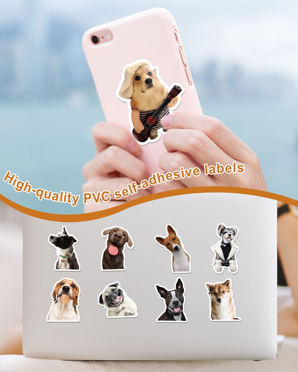Set di adesivi divertenti, 50pcs simpatici adesivi per cani,adesivi in vinile impermeabili,decalcomanie estetiche per gli amanti dei cani,bottiglia d'acqua,album di ritagli