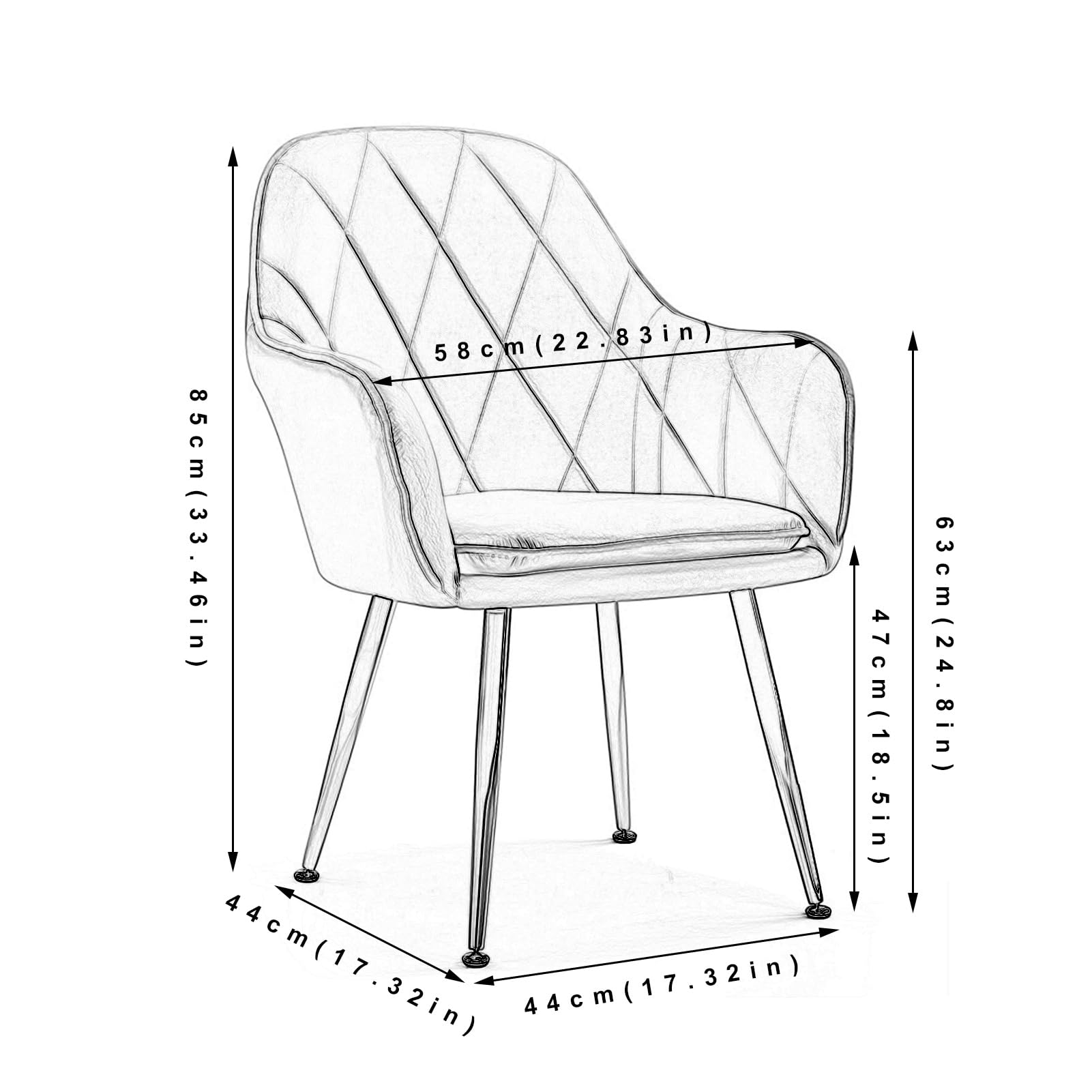 SJIALEN Soft Velvet Kitchen Chairs,for Dining Bedroom Living Room Backrest Chair Office Negotiation Reception Computer Chair Kitchen Chair (Color : Light Blue)