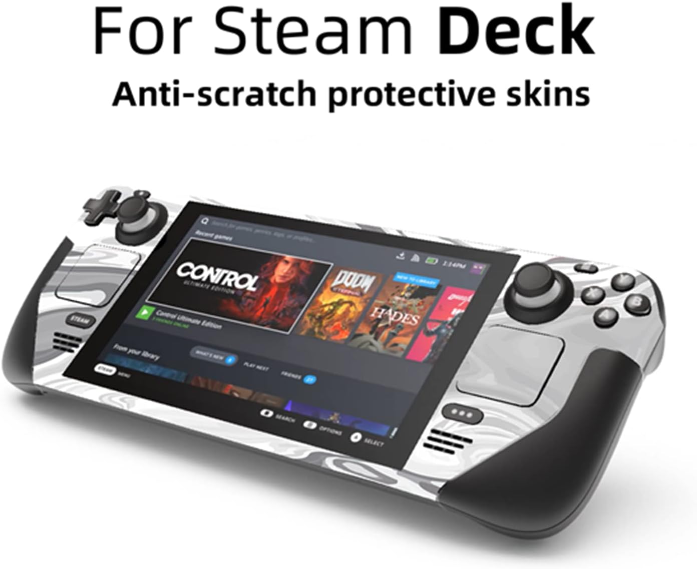 Protective Skin for Valve Steam Deck,Custom Full Set Vinyl Cover Stickers for Steam Deck Console Handheld Gaming PC-White (White)