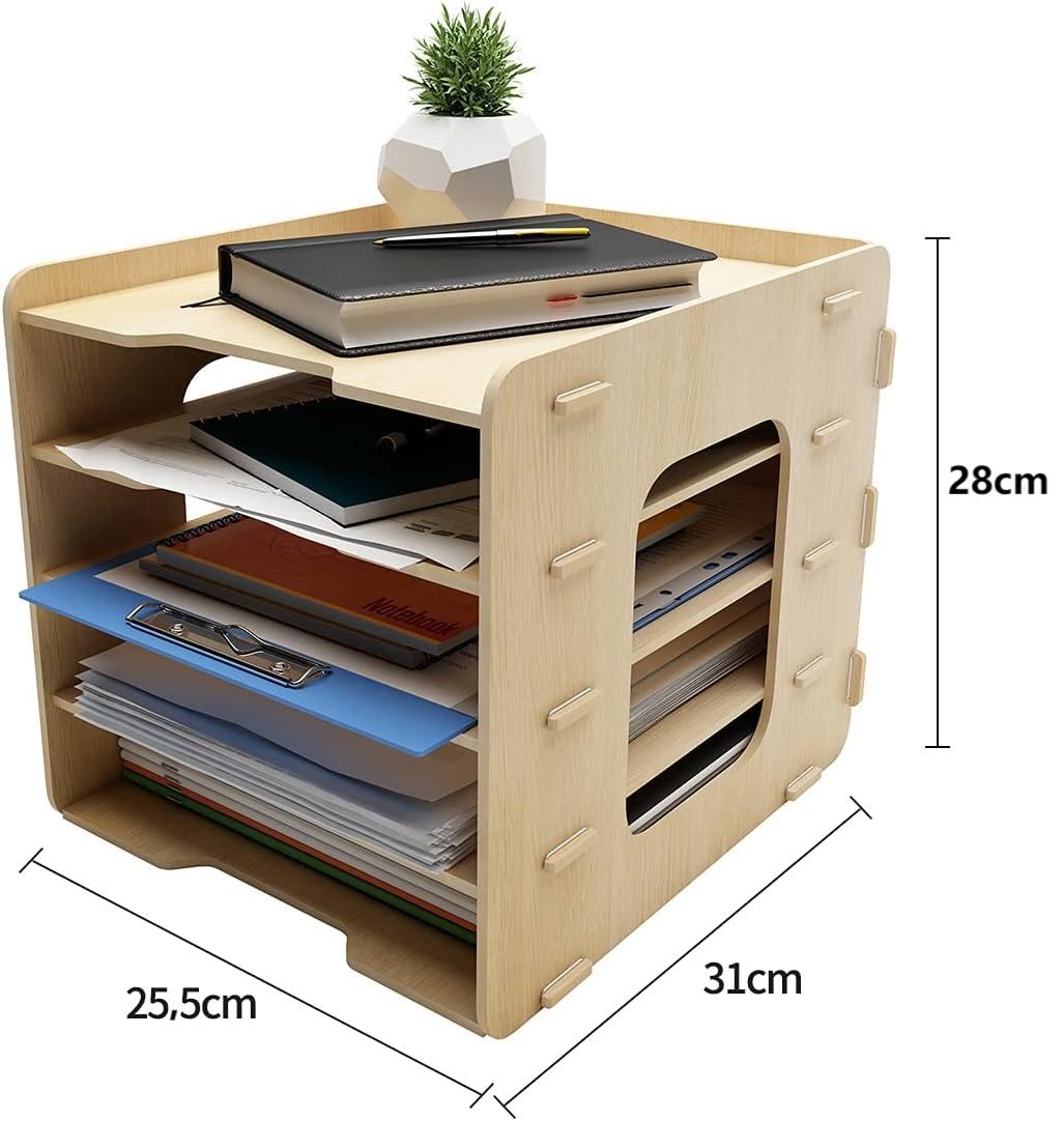 PUNCIA A4 Dokumentenablage 5 Ablagefächer aus Holz Briefablage Papierablage | Schreibtisch Datai Organizer Ablagesystem Aktenaufbewahrung Dokumentenhalter für Büro Arbeitszimmer Schule Office