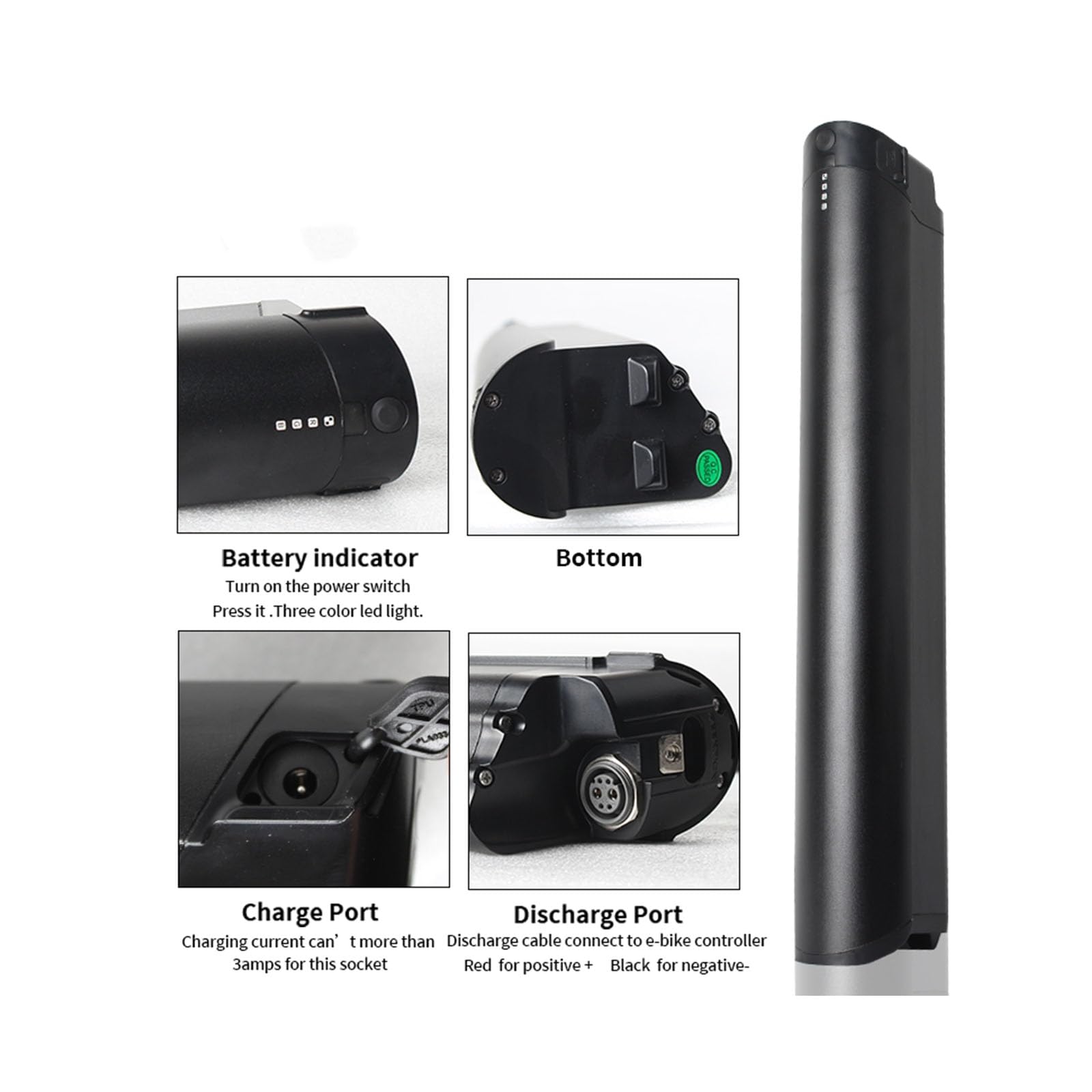 36V14Ah 504Wh Batterie de vélo électrique Reention EEL Mini Lithium E-Bike Batterie avec avec Chargeur & BMS de vélo électrique pour 36V 250W/350W/500W/750W Moteurs