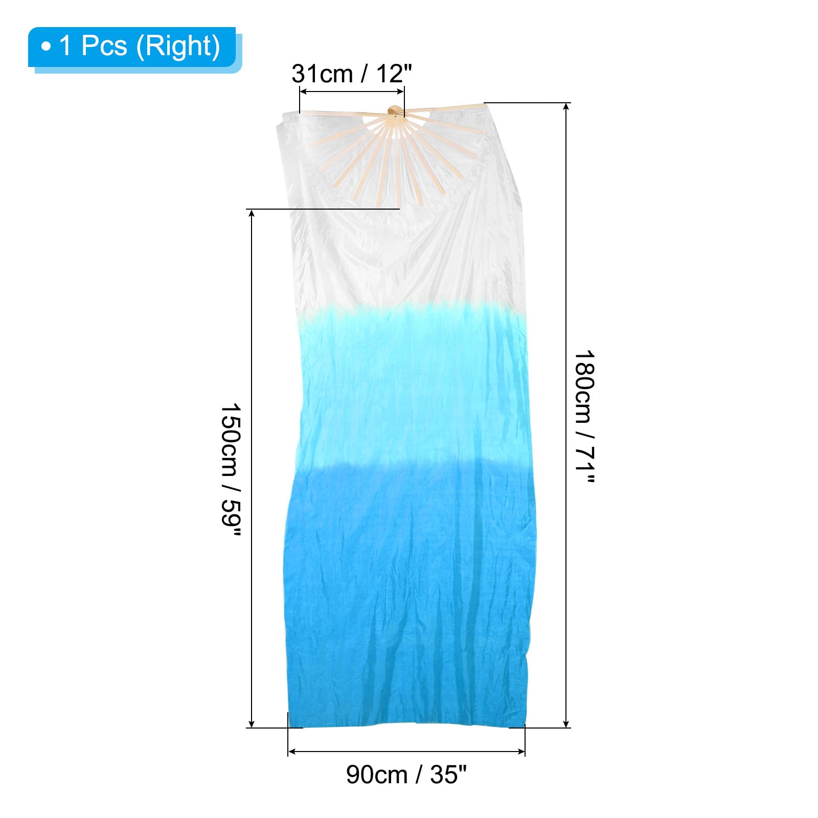 PATIKIL Belly Dance Silk Fan Veil 71" - Image 2