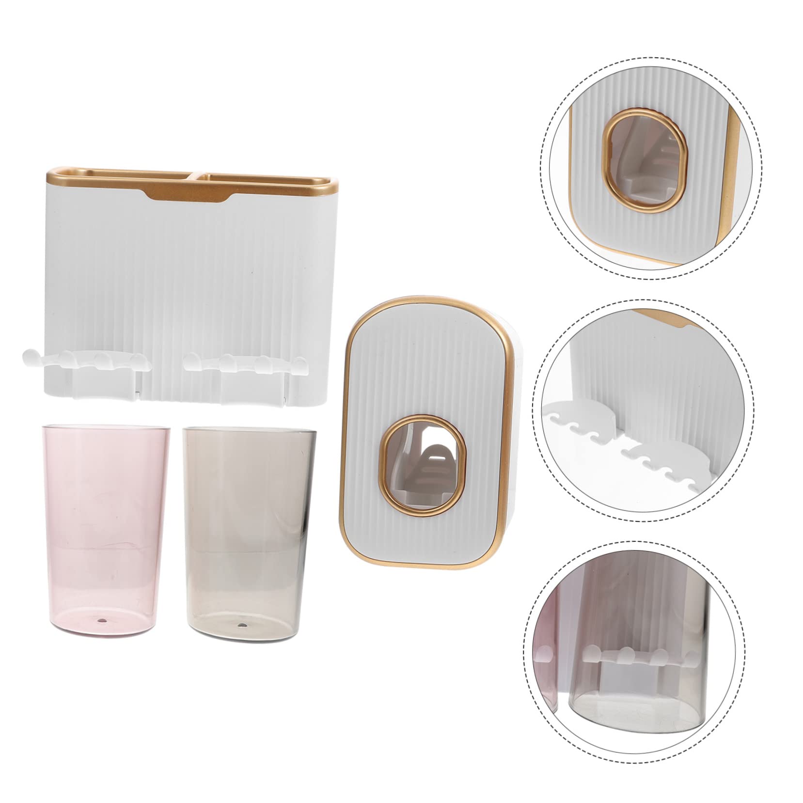 Set Porta Spazzolini Da Denti Per Bagno Installabile A Parete Dispenser Di Dentifricio Porta Bicchiere Oro Set Da 2 Pezzi Richiesto