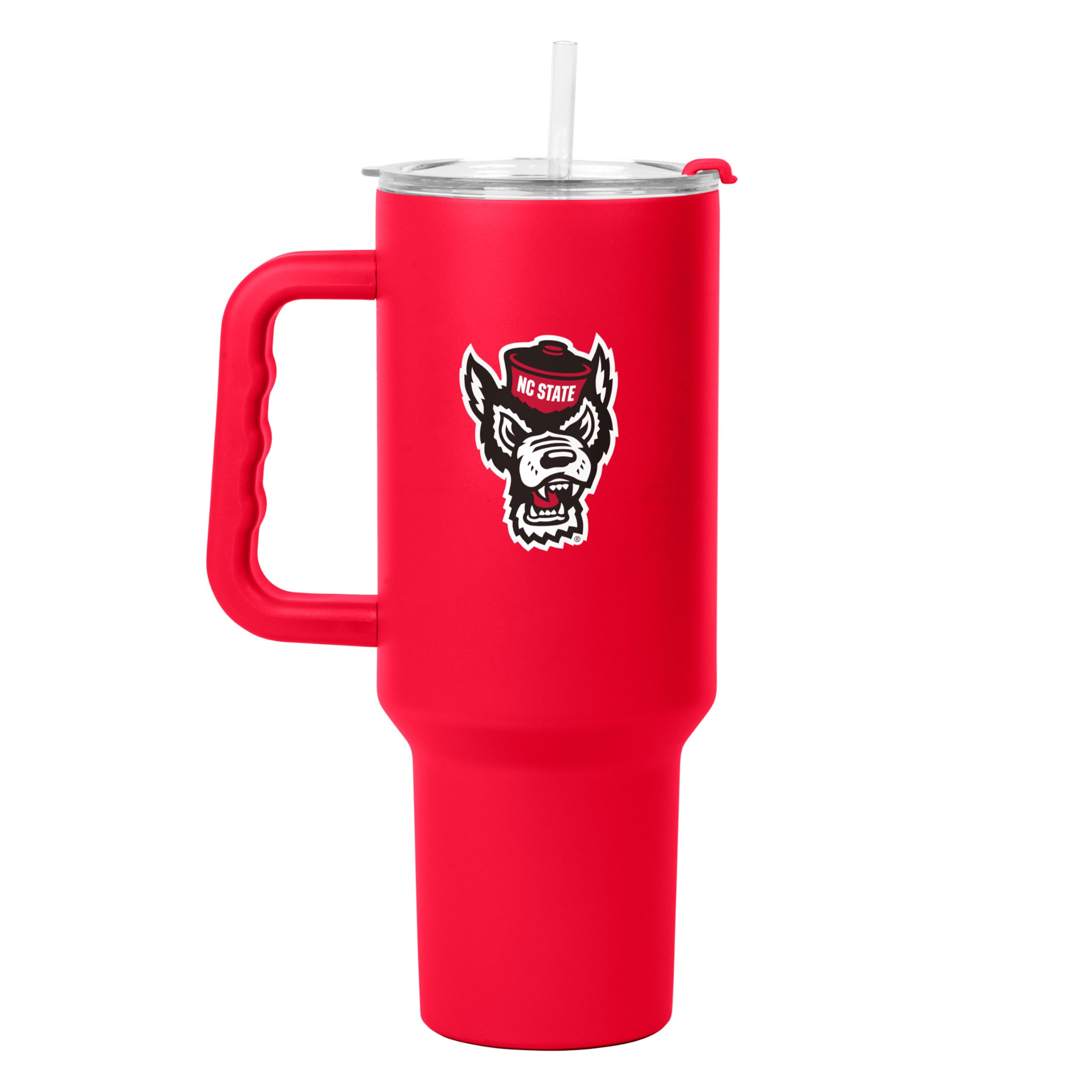 Logo Brands NCAA 40 oz Tumbler with Handle -Stainless Steel Insulated Travel Tumbler with Straw Lid – Powder Coated, Leak-Resistant, Keeps Drinks Hot/Cold – Great for Tailgating, or Everyday Use