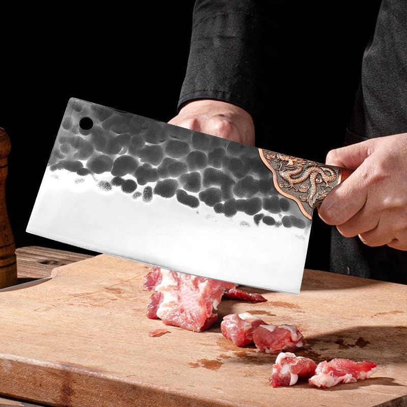 Meat Cleaver,Cleaver Knife 8 Inch Heavy Chinese Knife Cleaver Meat Chopping Vegetables Butcher Knife Wood Handle Stainless Steel Chef Knife Kitchen Cleaver, LAMAJIGA5844