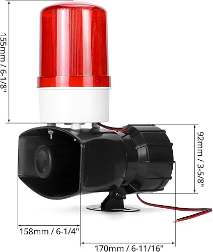 Miniatura 6 de QWORK Alarma de sonido y luz AC110V, alarma de alta intensidad de 115dB con 90-150 destellos por minuto, sistema de advertencia de emergencia LED de