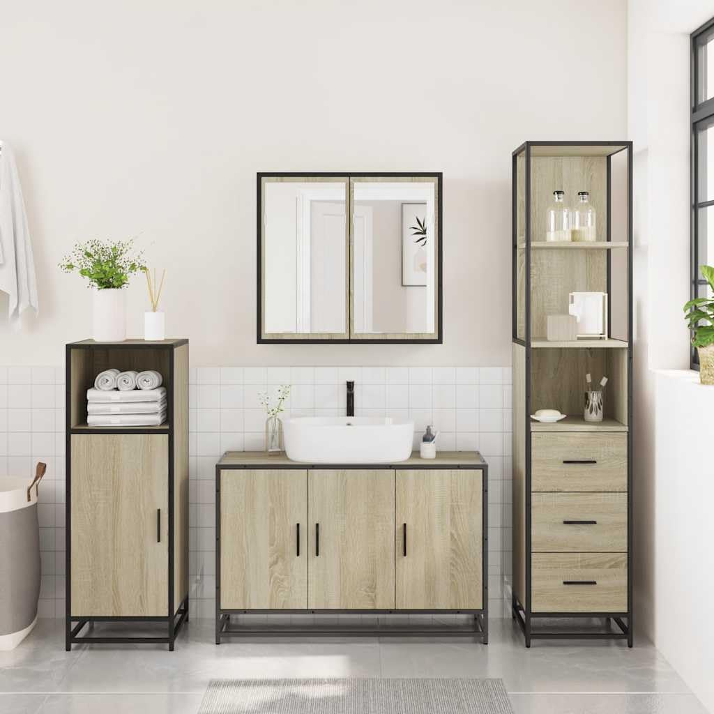 Mobile Bagno Dub Sonoma Legno Composito con Telaio Metallo