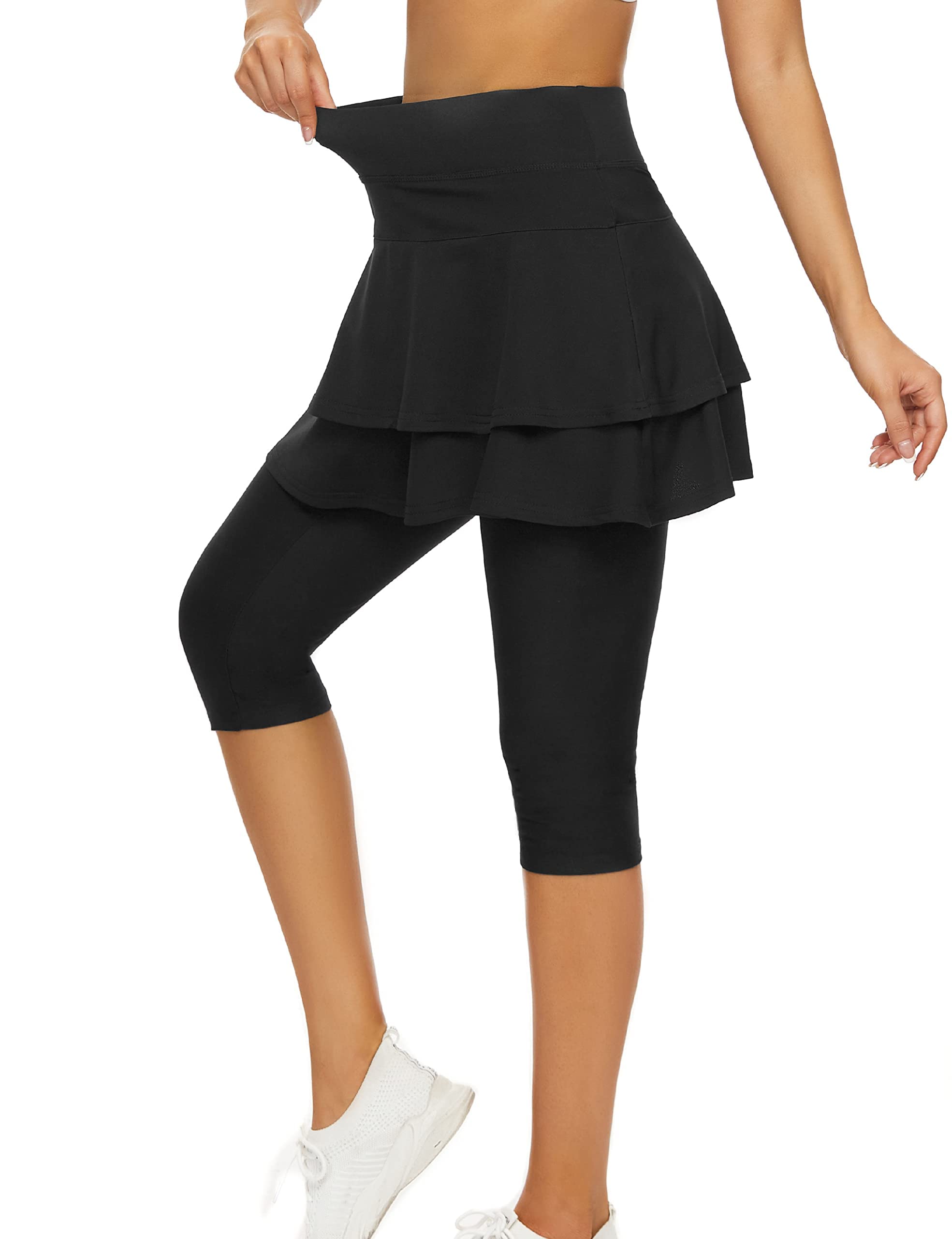 WOWENY Mujer Deportivo Corto Falda Plisada A-Line Mini Skorts de Tennis Golf con Bolsillos Interiores para Shorts,Vestido de Playa para Mujer