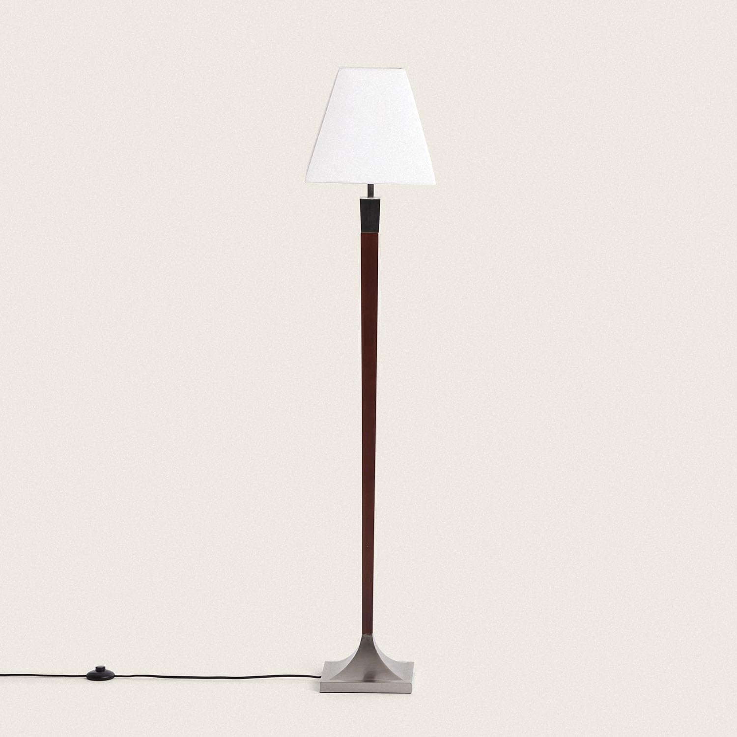 LEDKIA Lámpara de Pie Madera y Metal Lizza Piramis Blanco | CasquilloE27