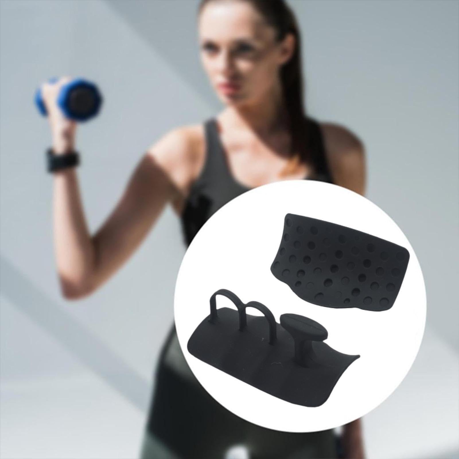 rockible 2Pcs Weight Lifting Grips Gym Hand Grips Portable Sports Hand Protection Silicone for Fitness Pull Ups Calisthenics Deadlift, Black