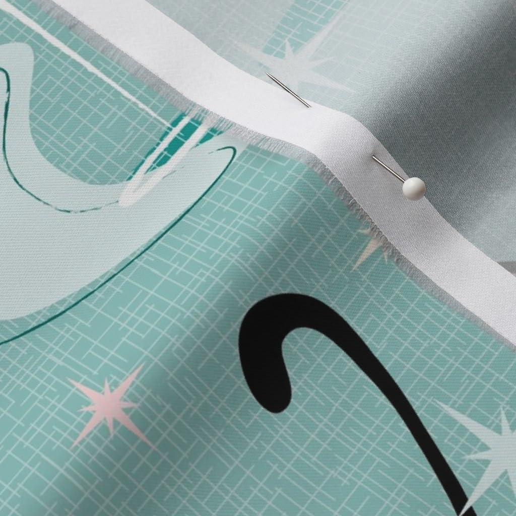 Spoonflower Fabric - Cocktail Umbrella Cats ‚Զ Cool 50S Kitsch Retro Black Vintage Style Printed on Organic Cotton Sateen Fabric by The Yard - Sewing Quilting Apparel Home Decor