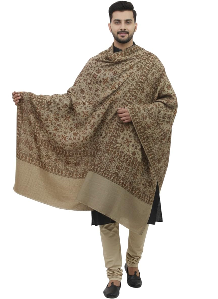sprha Grey Wool Printed Men's Shawl KA-SWL-55-picture-24
