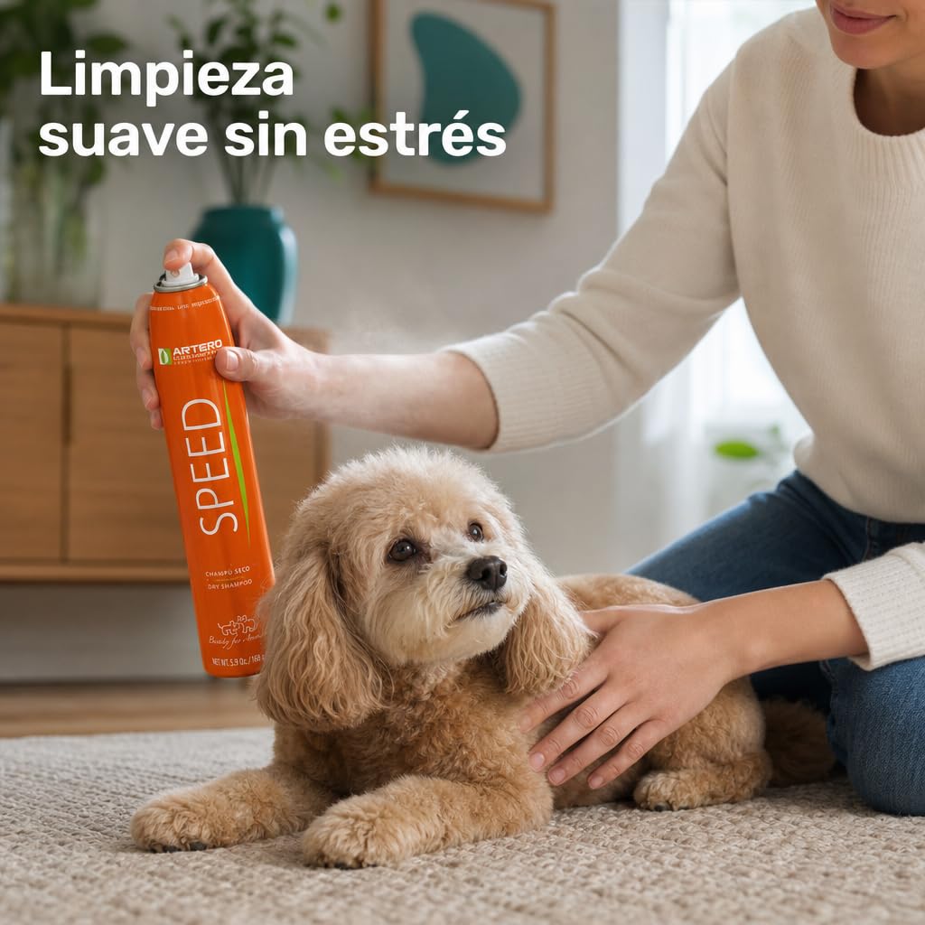 Artero Champú en Seco Speed 300ml para Perros y Gatos - Spray Sin Agua ni Aclarado, Fabuloso y Eficaz