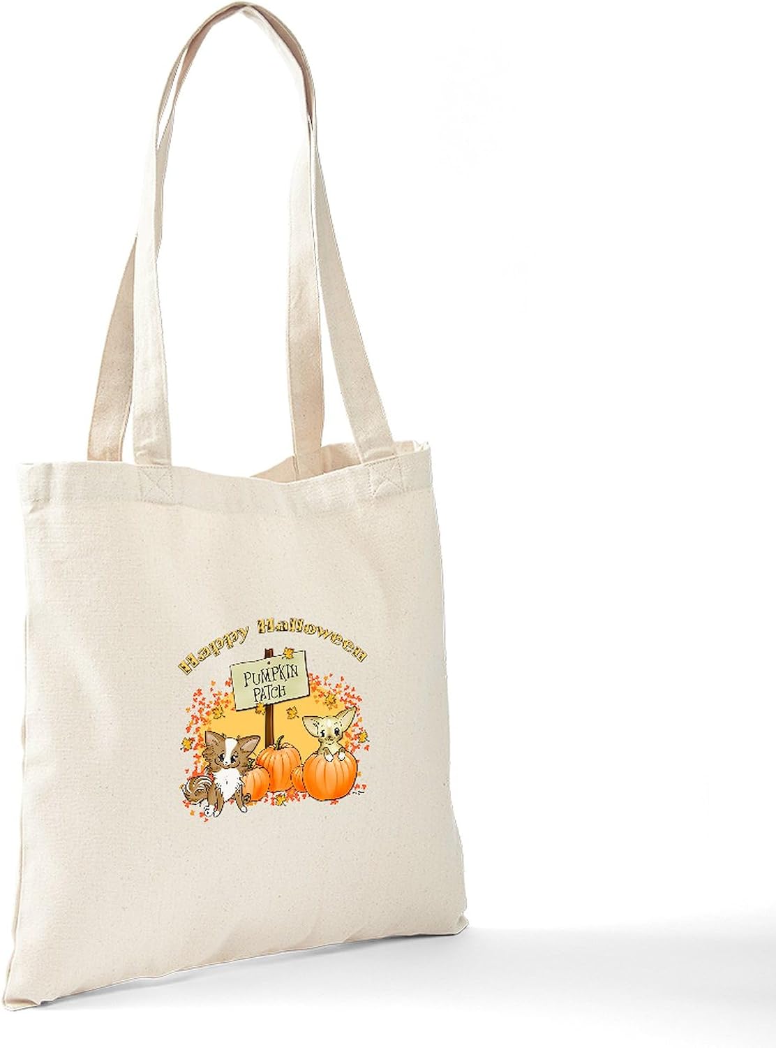 CafePress Chihuahua Halloween Trick Or Treat Bag Reusable Natural Beige Canvas Shopping Bag