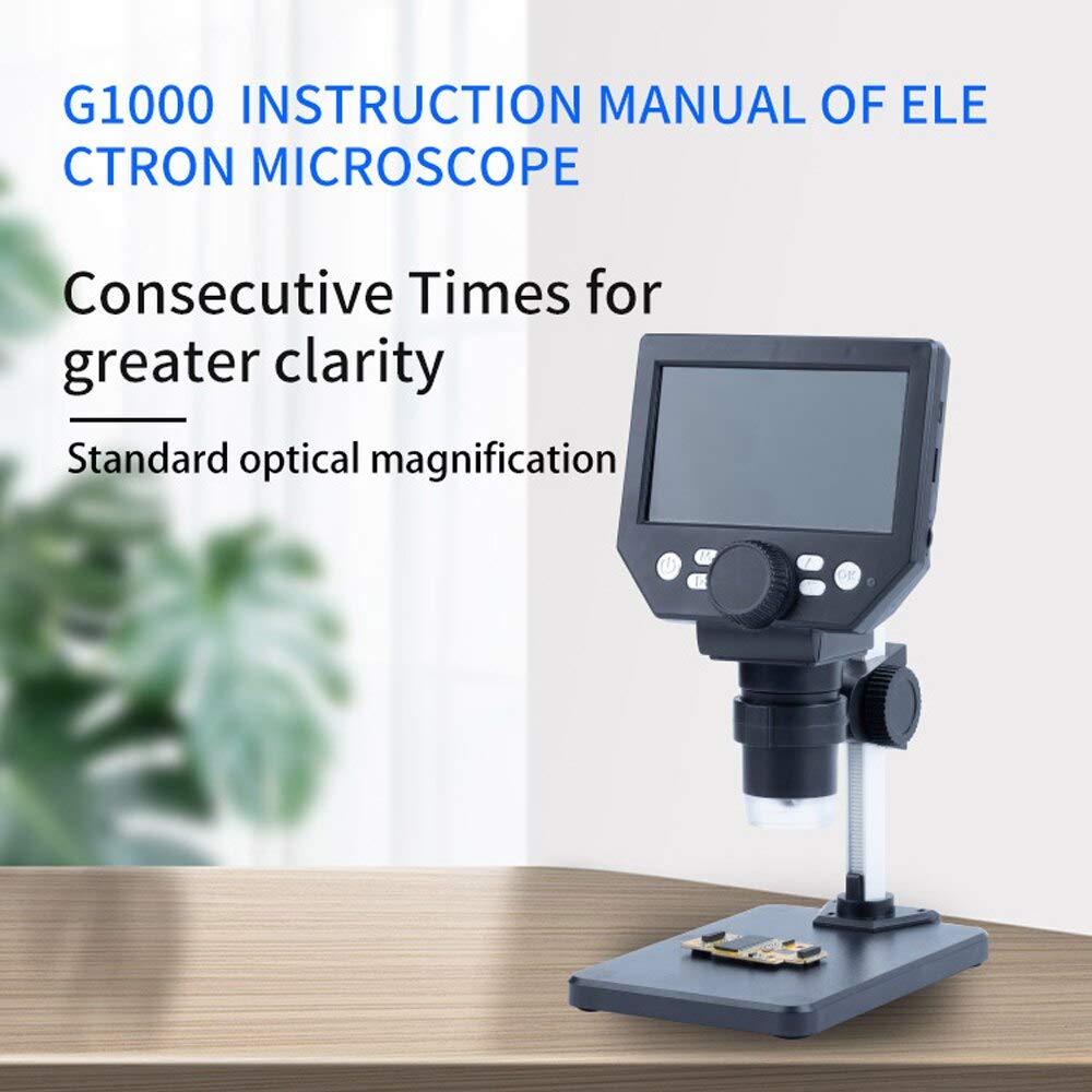 G1000 1000X 2.0 Mp cyfrowy mikroskop elektroniczny USB 4,3" duża podstawa wyświetlacz LCD 8Mp 1-1000X Lupa ze wzmocnieniem ciągłym
