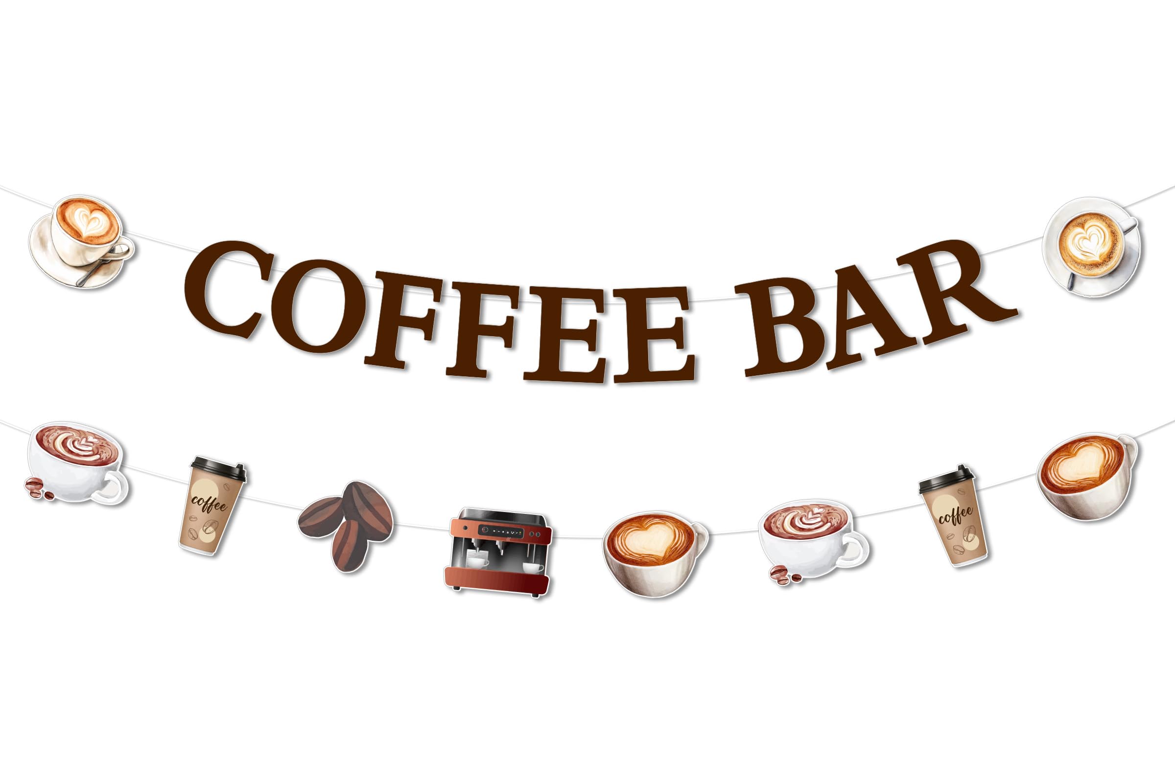 Funmemoir Coffee Party Decorations Set - Coffee Bar Banner & Garland, Cafe Latte Theme Birthday Baby Shower Bridal Shower Party Decor for Cafe Bar House Shop Decoration