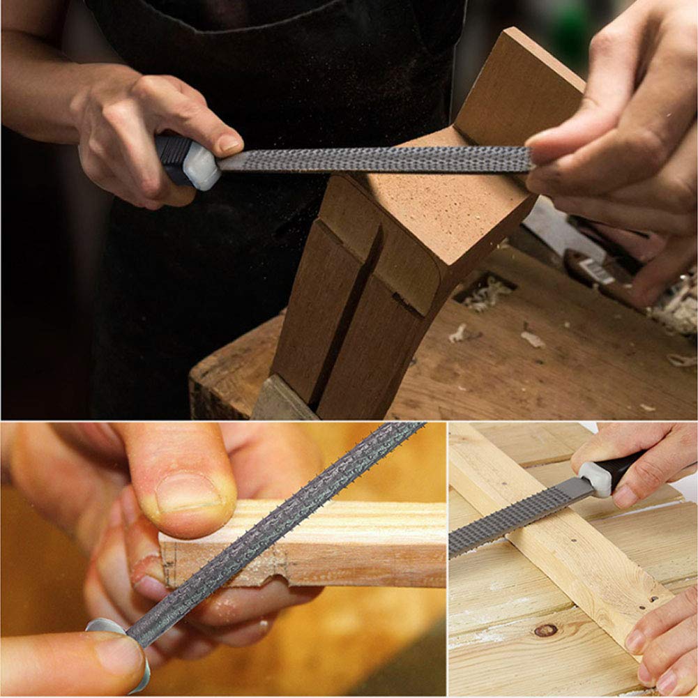 Juego De Limas De Escofina, Limas De Carpintería De Carpintería De Acero Al Carbono Multifuncionales Para Bricolaje Limas De Mano De Madera Para Ebanista Y Carpintero Reparación (200 Mm, 3 Piezas)