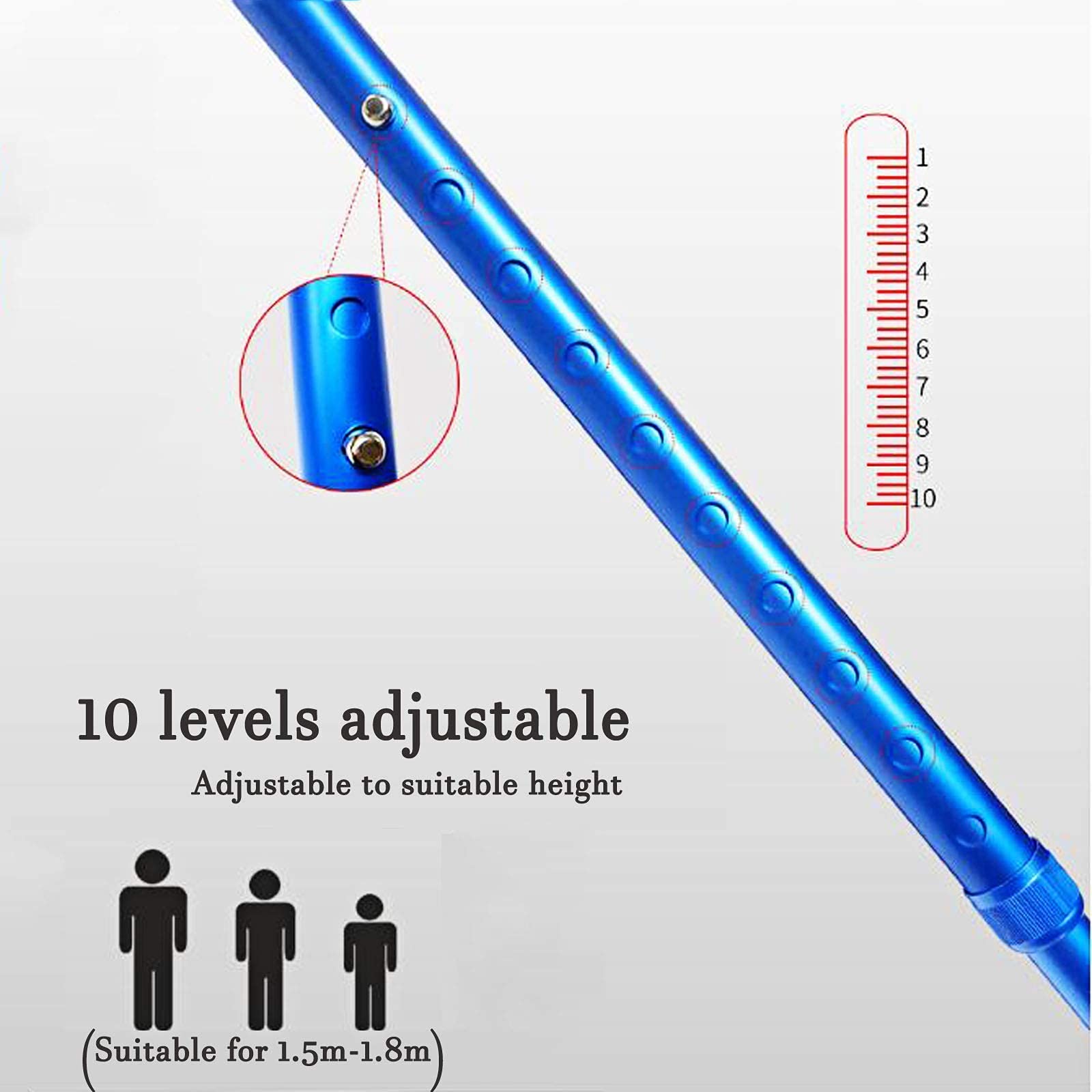 Bastón para Hombres y Mujeres con luz LED y bastón para Ancianos Ajustable en 12 Alturas con Base de trípode de Agarre (Color : Blue) Vision