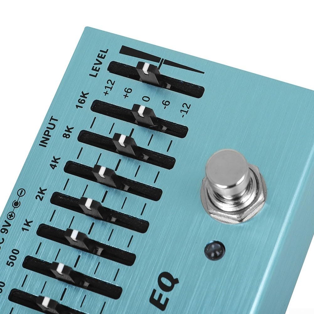 10-pasmowy EQ gitarowy Bass Equalizer True Bypass aluminiowa obudowa precyzyjne formowanie dźwięku 31 Hz-16 kHz niebieski